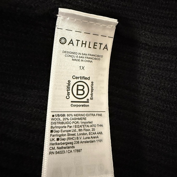 Athleta Alpine Black Merino Wool Cashmere turtleneck sweater Sz XL - Picture 6 of 16